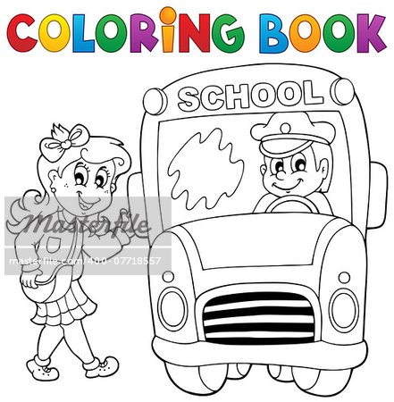 Coloring book school bus theme 3 - eps10 vector illustration.