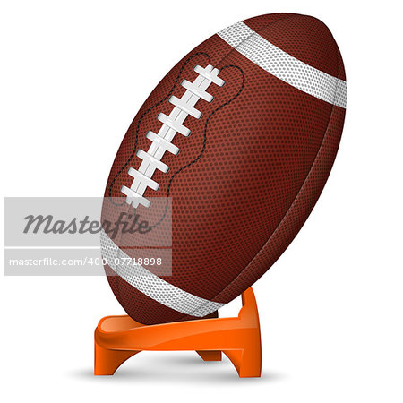 American Football Poster with Ball and Stand, vector icon isolated on white background