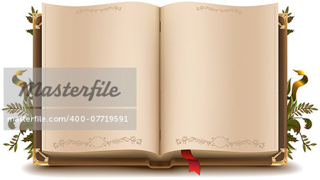 Old open book. Illustration in vector format