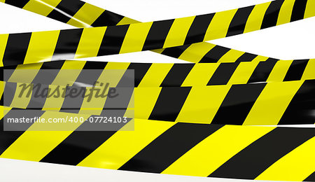 3D render of Restrictive tape yellow and black colors.