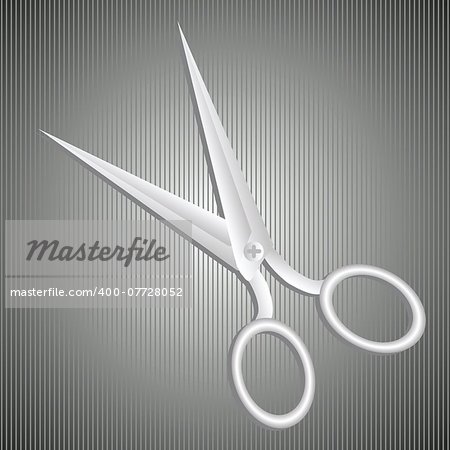 illustration with metal scissors on a dark background