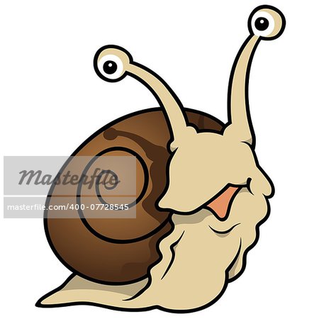 Waiting Snail - Cheerful Cartoon Illustration, Vector