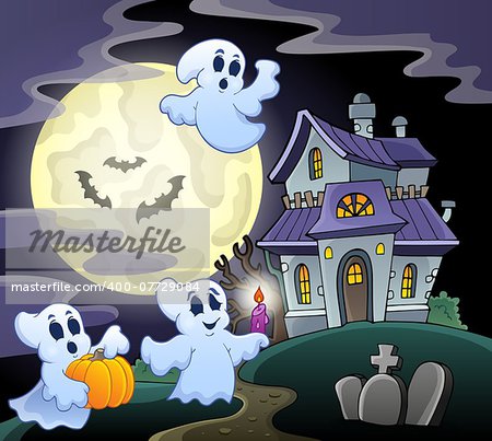 Haunted house theme image 3 - eps10 vector illustration.