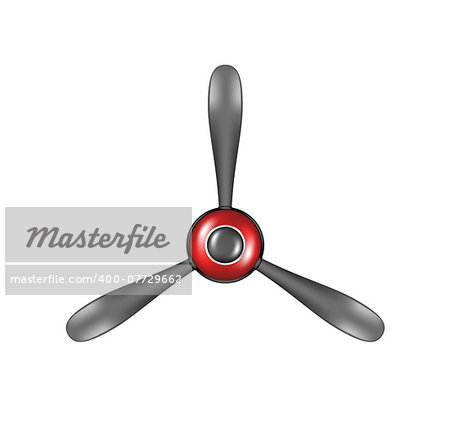 Airplane propeller in vintage design on white background