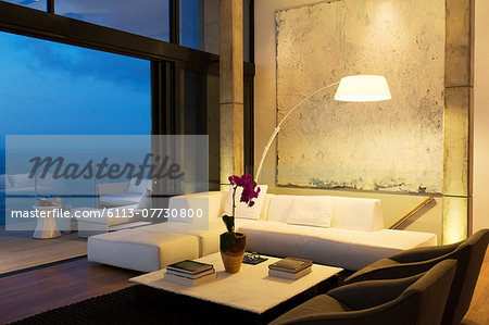 Lamp and sofa in modern living room