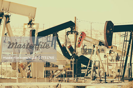 Crude oil extraction from Monterey Shale near Bakersfield, California, USA.