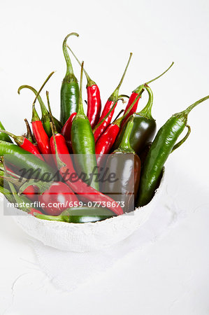 Fresh chilli peppers in a bowl