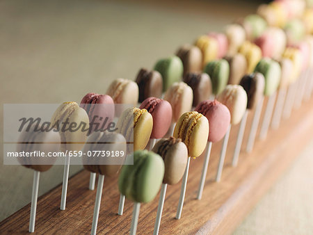 Lots of macaroons on sticks