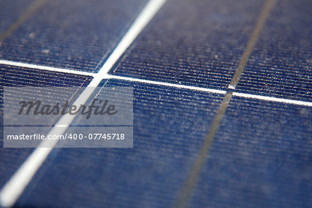 Detail of blue solar panel plant