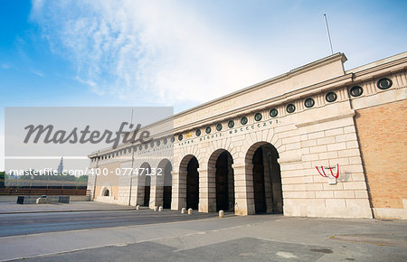 VIENNA, AUSTRIA - AUGUST 4, 2013: Auseres Burgtor Gate monument in Vienna, Austria