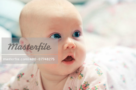 Bright closeup portrait of adorable baby