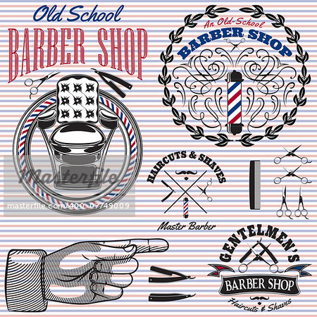 set of vector icons on a theme barber shop