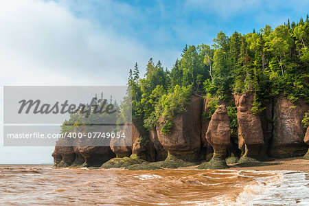 Famous Hopewell Rocks flowerpot formations at low tide (New Brunswick, Canada)