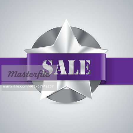 Star shaped metallic sale badge with purple ribbon