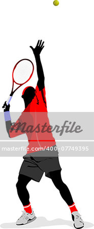 Tennis player. Colored Vector illustration for designers