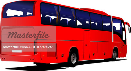 Red Tourist bus. Coach. Vector illustration for designers