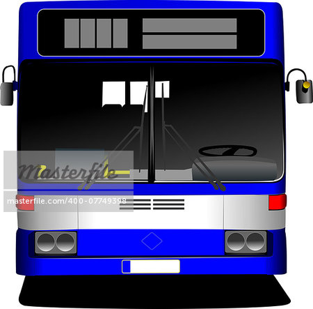 Blue City bus. Coach. Vector illustration for designers