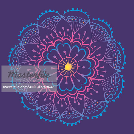 traditional indian mehndi style flower with gradient