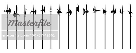 halberd silhouettes on the white background
