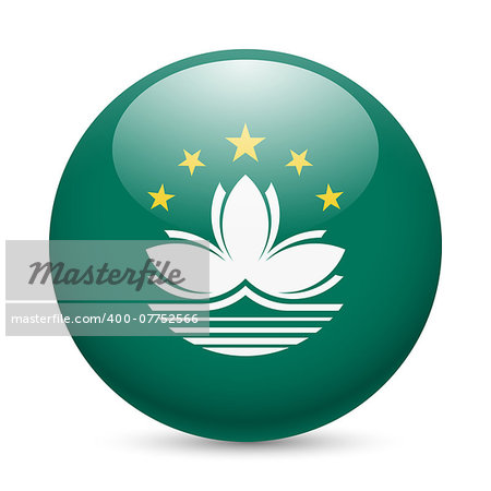 Flag of Macau as round glossy icon. Button with flag design