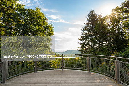 Dickson Falls Trail lookout with a beautiful view of Fundy Shore scenery (Fundy National Park, New Brunswick, Canada)