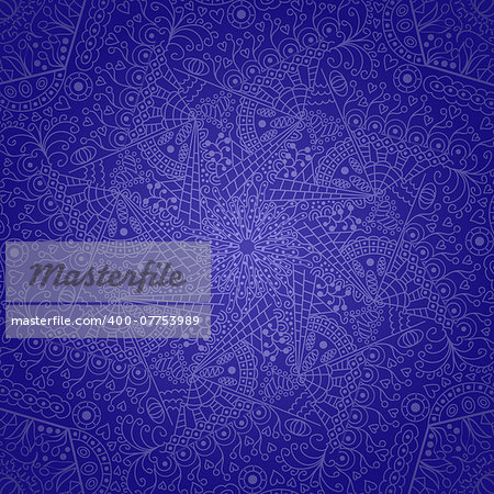 Abstract Dark Blue Geometric Lace Pattern Background. Vector Illustration