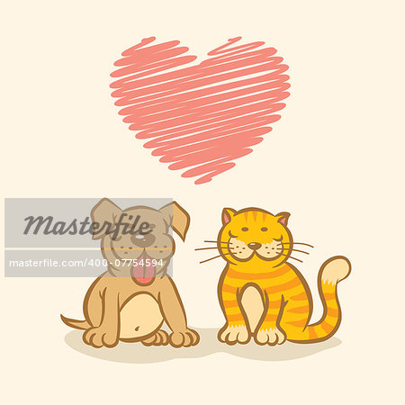Illustration of a dog and cat