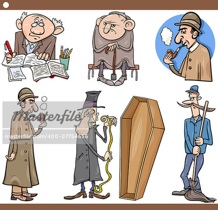 Cartoon Illustration Set of Retro People Characters