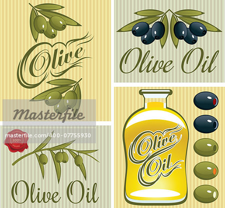 vector set of design elements for olive oil