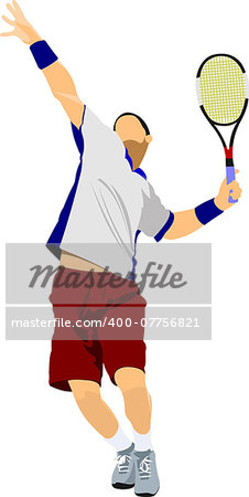 Tennis player. Colored Vector illustration for designers