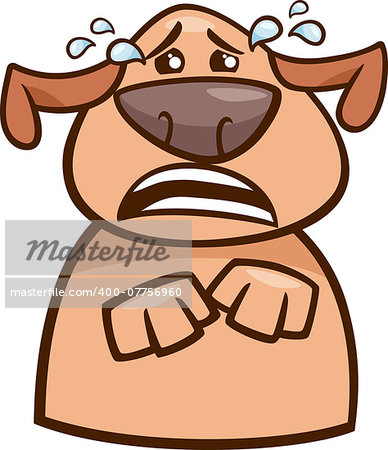 Cartoon Illustration of Funny Dog Expressing Sadness and Crying