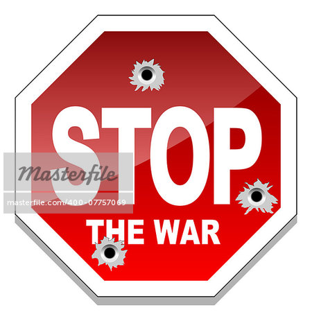 Illustration of sign stop the war on the white background.