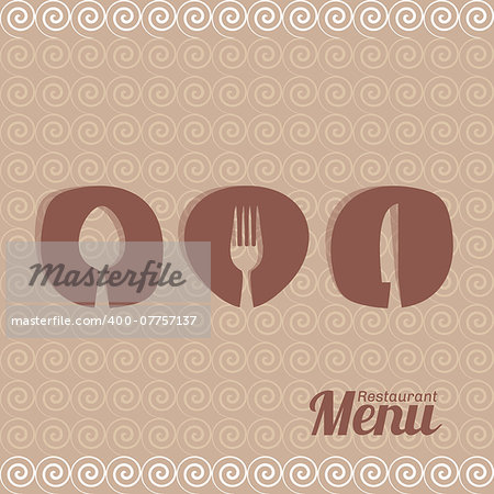 Brown abstract vector restaurant menu design with cutlery