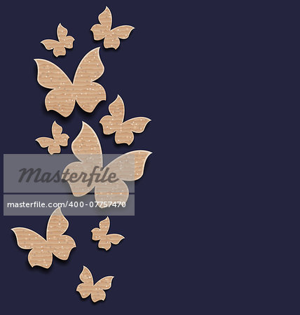 Illustration carton paper butterflies with copy space - vector