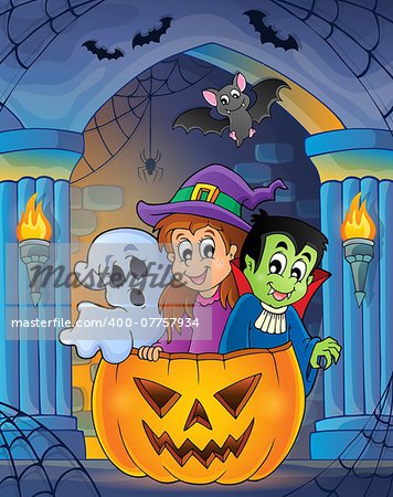 Wall alcove with Halloween theme 7 - eps10 vector illustration.