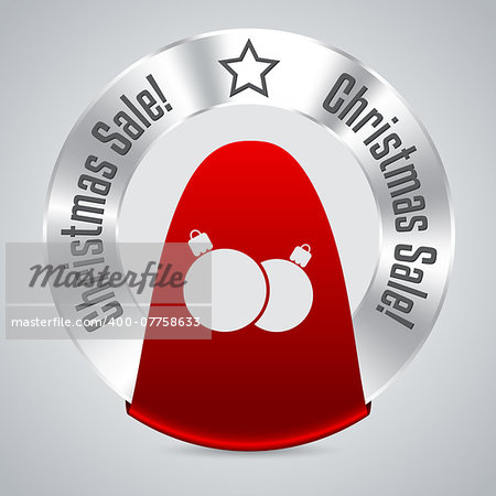 Christmas discount badge design with red ribbon