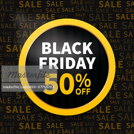 Black friday circle label on typography background