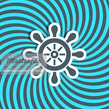 Vector rudder icon on abstract sun rays background