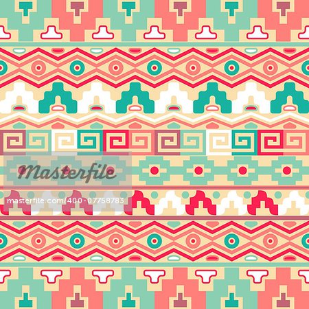Vector seamless background with geometric ornaments retro style