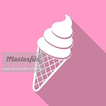White ice cream on pink background flat design