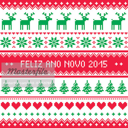 Red and green background for celebrating New Years - Nordic knitting style