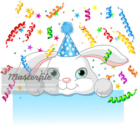 Illustration of bunny birthday card