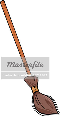 Cartoon Illustration of Broom Retro Cleaning Tool Object Clip Art