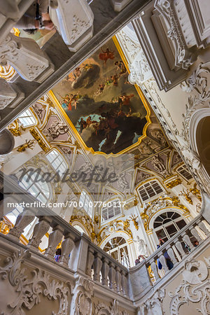 Ceiling above the Jordan Staircase and hall, The Hermitage Museum, St. Petersburg, Russia