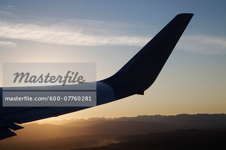 View of Plane Wing at Takeoff, Western Washington State, USA