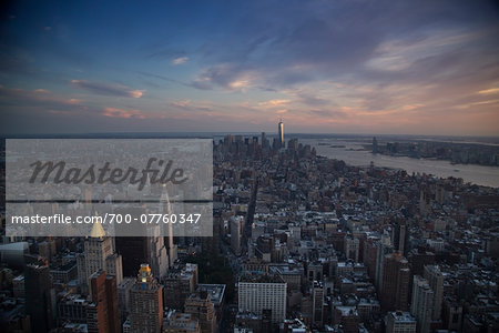 Aerial View of New York City Skyline, New York, USA