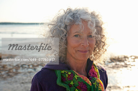 Close up of mature woman by beach