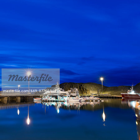 Harbour at dusk, Stykkisholmur, Snaefellsnes, Iceland