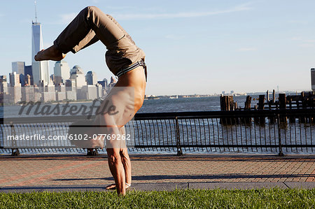 Man doing handstand