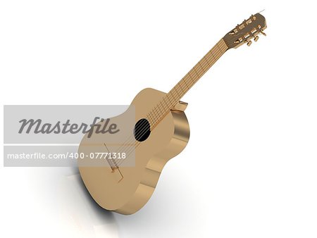 Acoustic guitar made of gold with golden strings